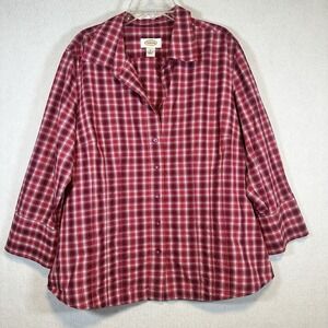 Talbots Womens‎ Long Sleeve ButtonUp Plaid Red Pink XL